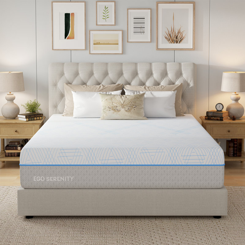 EGOHOME 10" Medium Gel Memory Foam Mattress Infused with Green Tea, King, 10"
