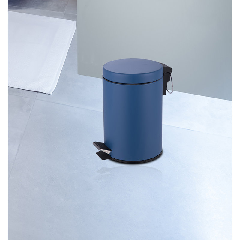 Crenshaw Metal Step On Kitchen Trash Can, Matt Blue