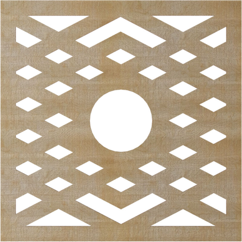 Médaillon de plafond à chevrons, H 34 po x l 34 po x P 0,38 po, Bouleau