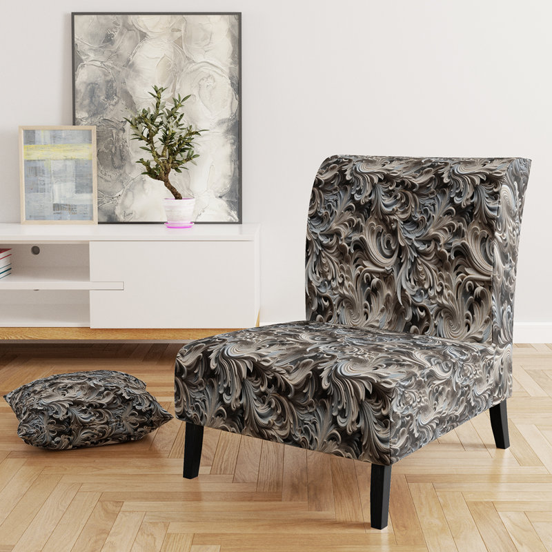 Fauteuil de chambre beige et argent à motif cachemire Sphinx