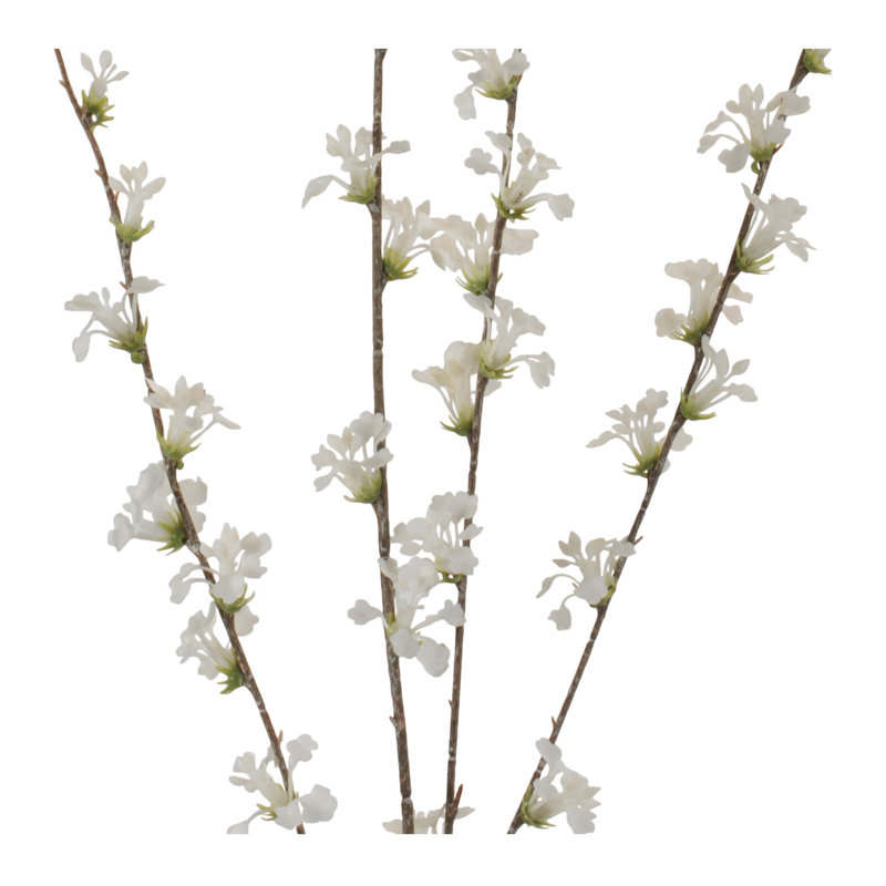Branche de brindilles Blossom (ensemble de 4), H 39,9 po x l 4,15 po, Blanc / Vert / Brun