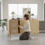Petit buffet moderne avec 3 portes en rotin, console de rangement de cuisine naturelle pour l'entrée ou le salon