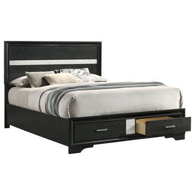 Orchid Black Queen Storage Panel Bed