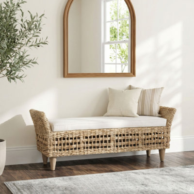 Calne Upholstered Wicker Bench