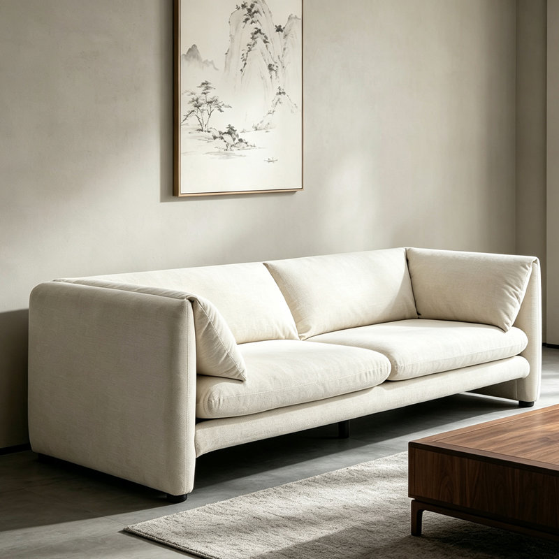 Sofa recouvert de lin beige