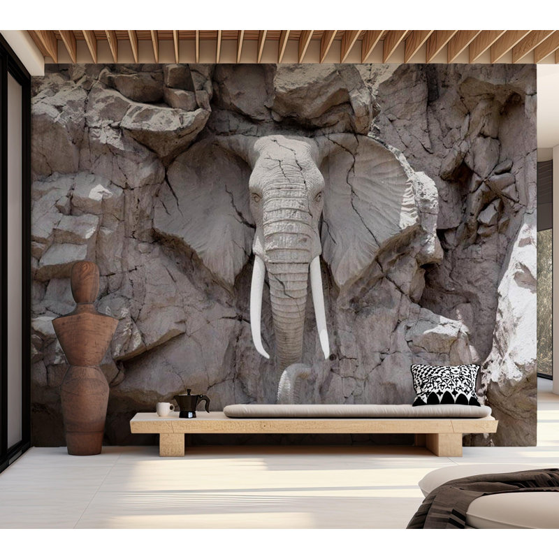 Adhésif mural lisse éléphant, Peel & Stick, 41" L x 57"W