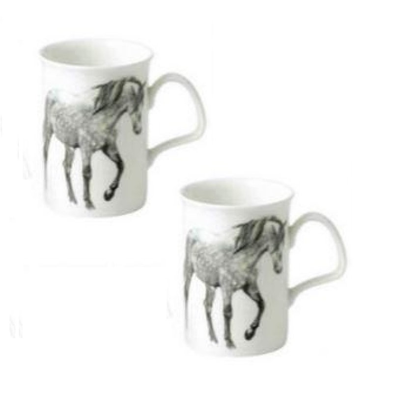 Grande tasse à café en porcelaine pour ma cheval Bernie, Gris