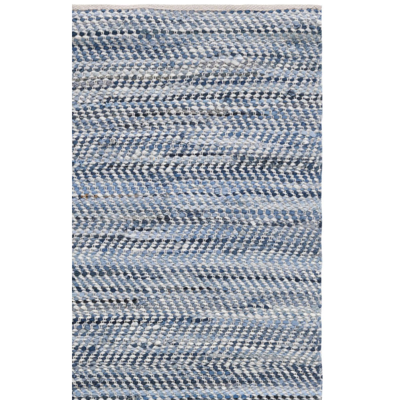 Denisia Flat Weave Wool/Cotton Chevron Rug in Blue/Light Gray, Rectangle 8' x 10'