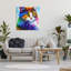 «Bold Rainbow Cat Face Portrait» par Denise Dundon - impression sur toile tendue-6915890