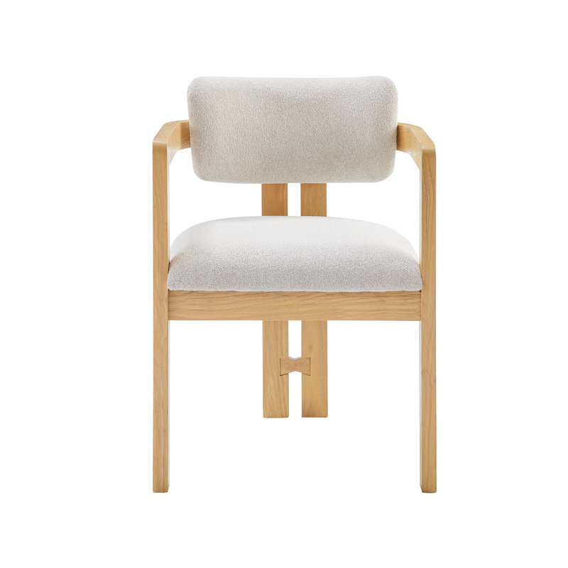 Chaise d'appoint rembourrée en bois avec accoudoirs, Naturel