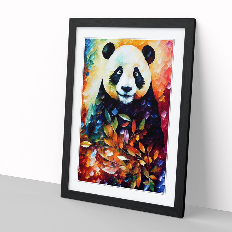 Panda Vol.1 - Single Picture Frame Painting, Black, 64cm H x 46cm W x 2cm D