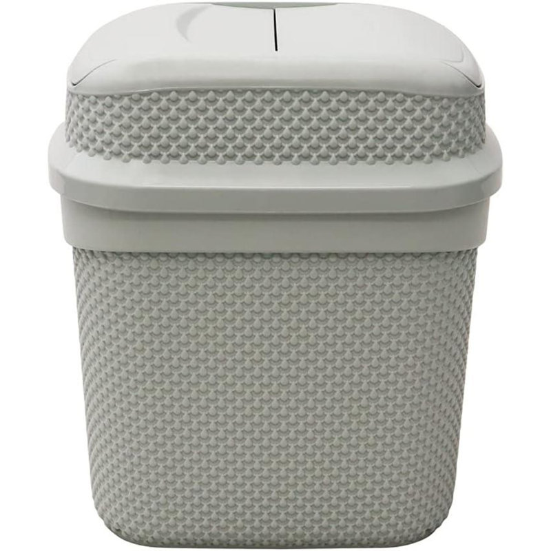 Gradin Plastic Touch Top Rubbish Bin 11L Knit Design Loop Plastic Push Top Bin With Removable Lid