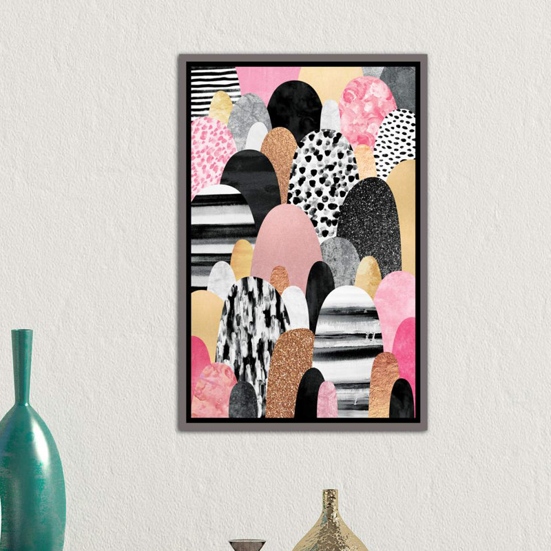 « rose pebbles » par elisabeth fredriksson-impression, H 60 po x l 40po x P 1,5 po, Toile encadrée de bois rustique foncé