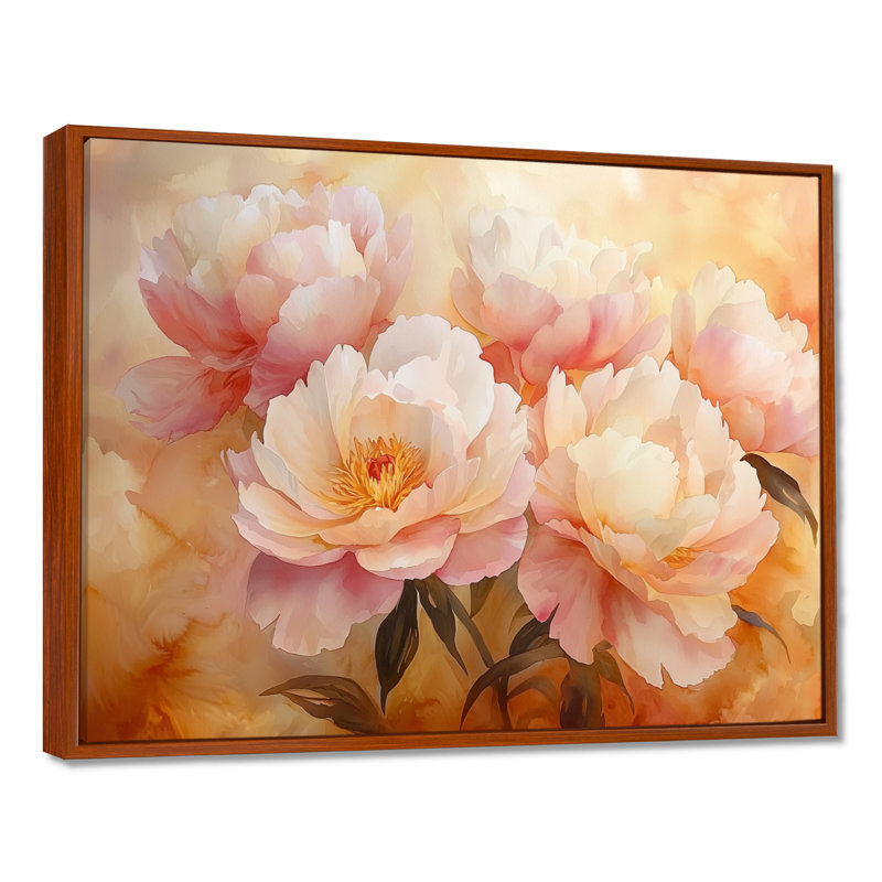 Ilmari pivoines au lever du soleil, lumière I - pivoines, art mural, H 12 po x l 20 po, Impression encadrée flottante, Brun