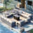  12-Person Outdoor Patio Seating Group with Fire Pit Table-1200066979-1200066977