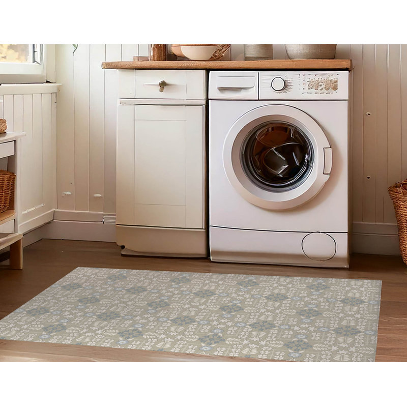 Tapis de lessive léger et antidérapant Madden, 49 "L x 6 "H, Taupe Floral