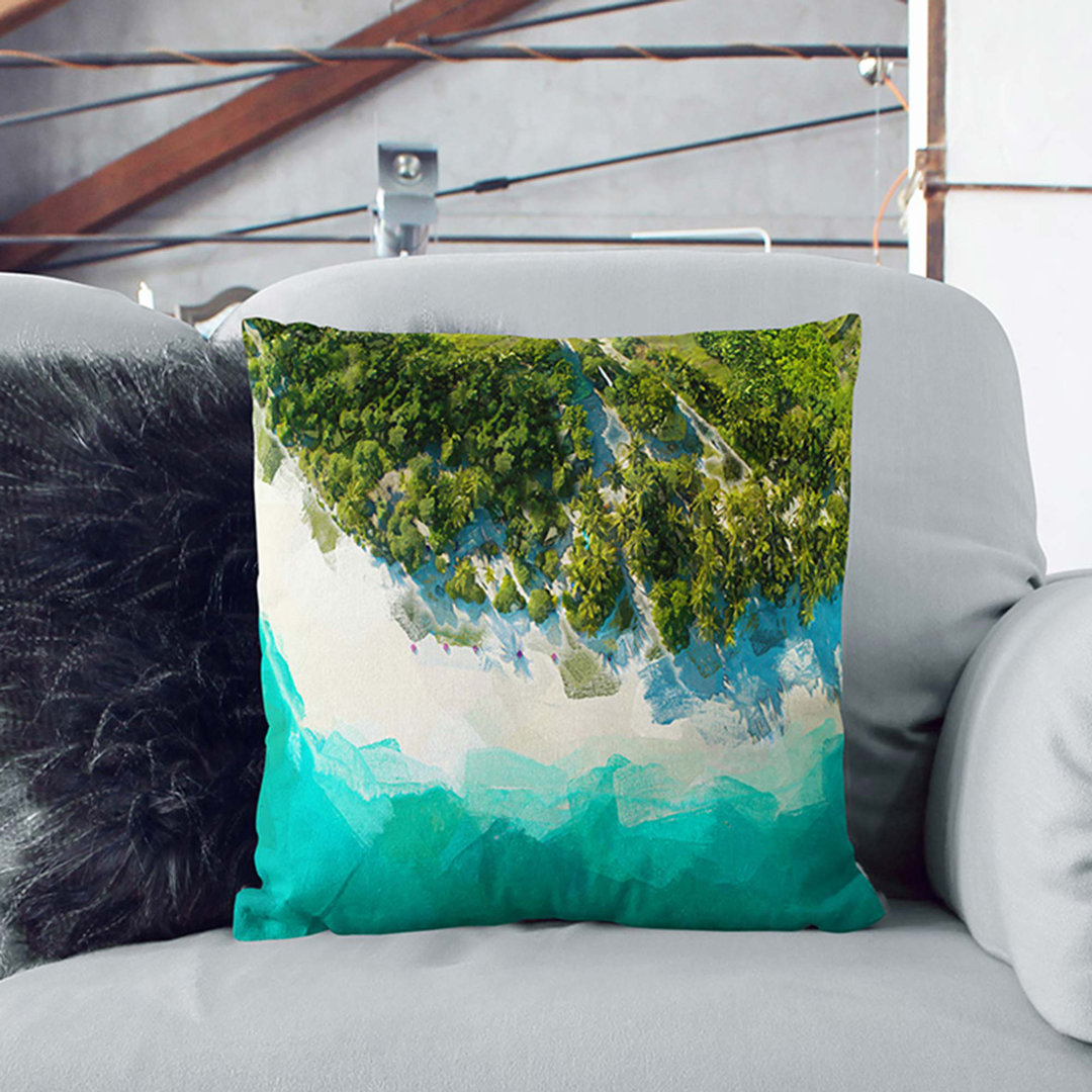 Above a Beach in the Maldives in Abstract Cushion with Filling