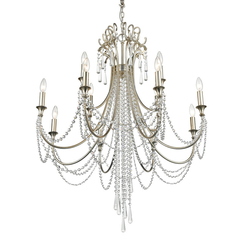 Lustre à 12 lumières de style bougie avec détails en cristal Labrecque