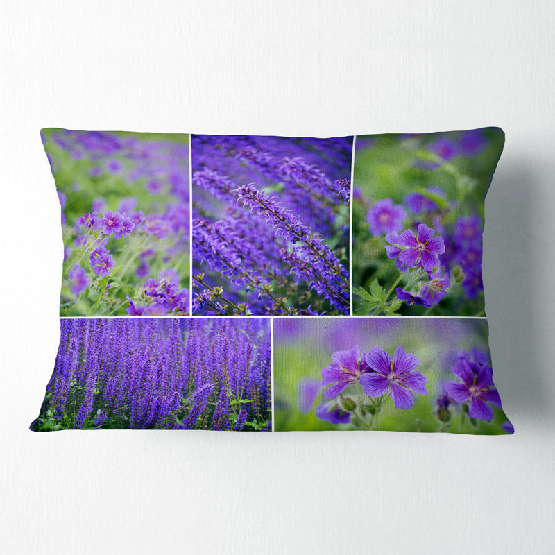 Coussin Blue Spring Flowers Collage