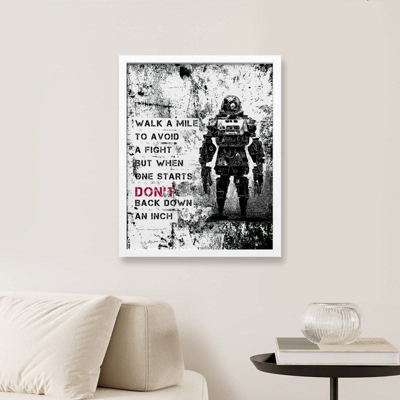 «Black and White Robot Destiny Titan» sur papier, Blanc, H 14 po x l 11 po