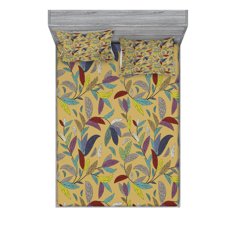 Microfiber Sheet Set, Queen Sheet Set with Fitted Sheet, Floral 1