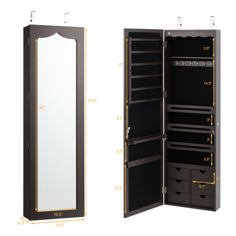 14.5'' Wide Over-the-Door Jewelry Armoire