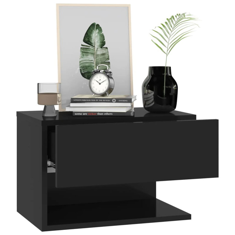 Armoire de chevet flottante vidaXL, Noir, Ensemble de 2