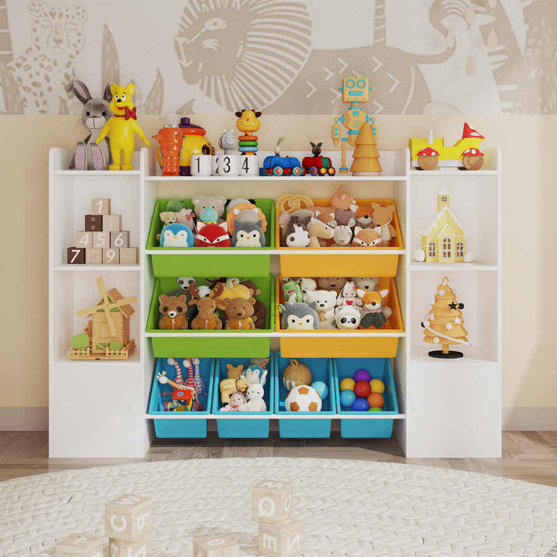 95cm H X 135cm W Other Toy Storage Kids Bookcase, Blue/Green/Yellow