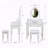 4-Drawer Vanity Desk Set With Mirror & Cushioned Stool-426877770