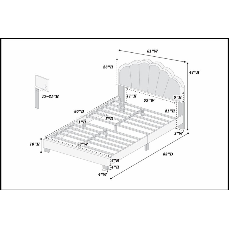 Lit luxueux avec revêtement moelleux et structure durable, parfait pour un sommeil élégant et confortable, Blanc