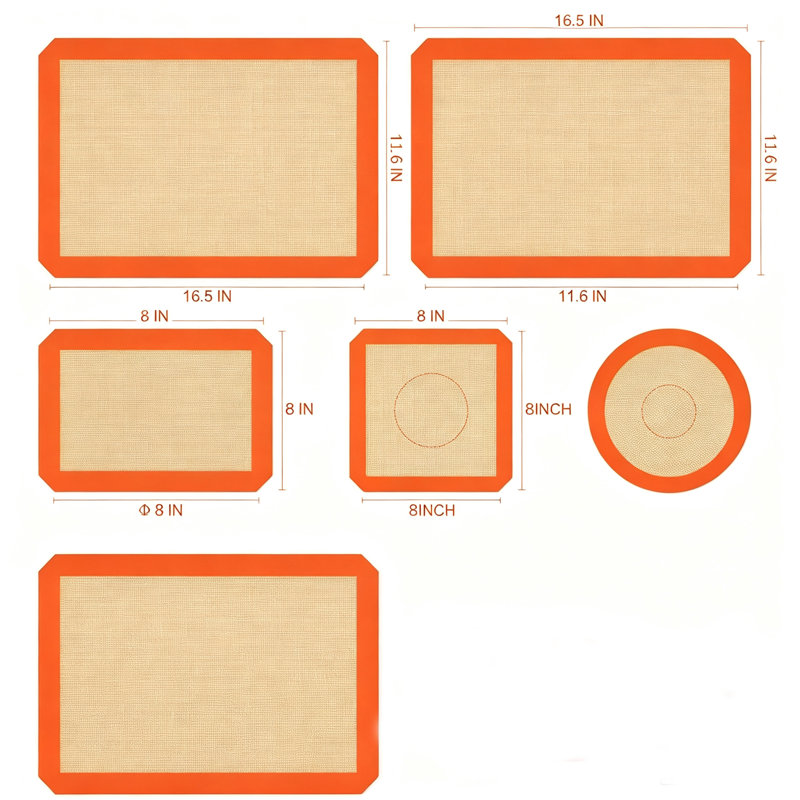 6 Pack WACKER Silicone Baking Mats, Reusable Non-Stick Oven Baking Mat Assorted Sizes