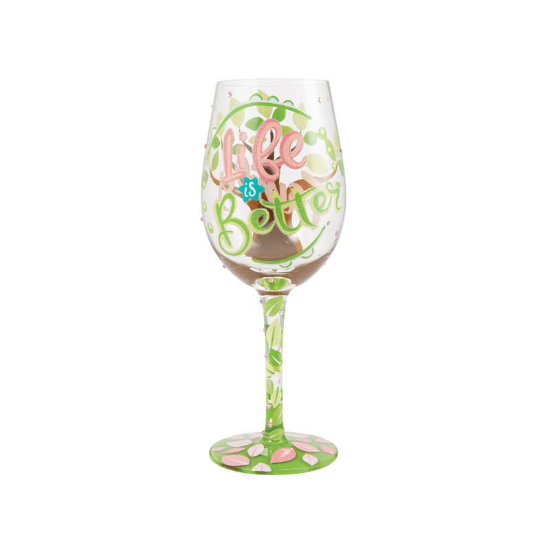 Verre à vin peint à la main Lolita