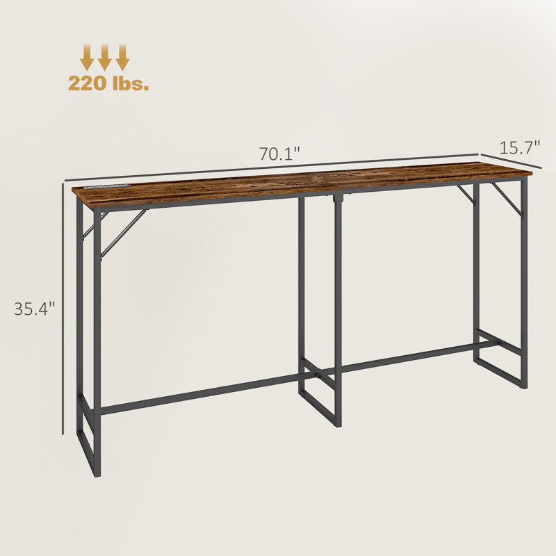 Table industrielle à hauteur rectangulaire, Rustic Brown
