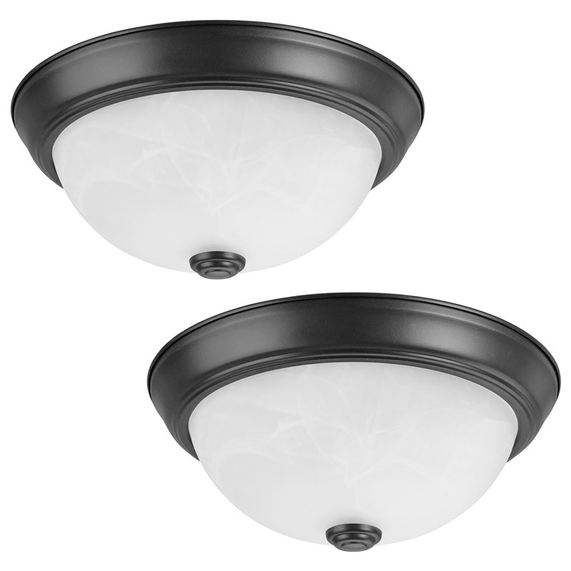 Plafonnier encastré en verre Siyade, H 4,5 po x l 13 po x P 13 po, Bronze huilé