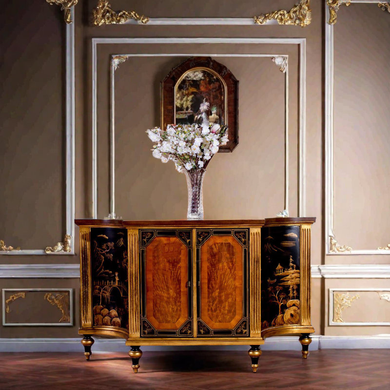 Buffet décoratif haut de gamme en bois massif sculpté à la main