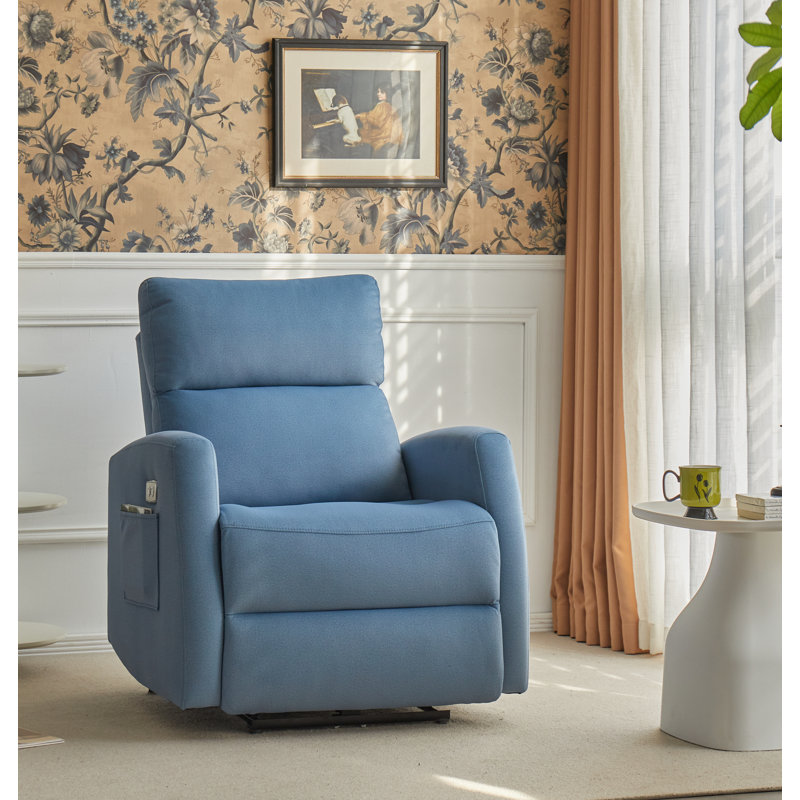 Alaine Upholstered Power Recliner, Blue