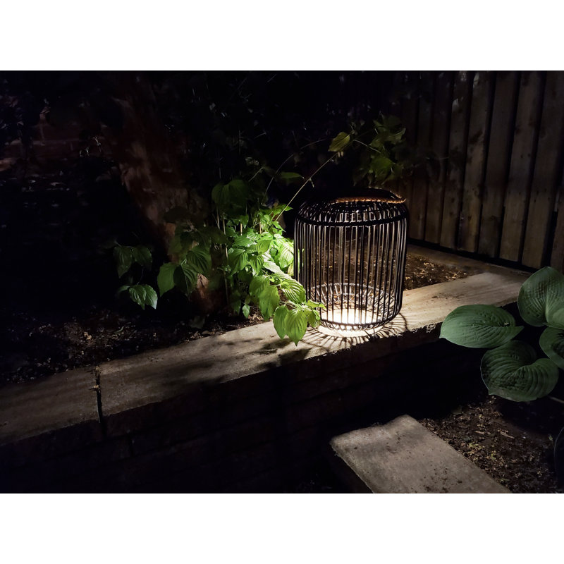 Black Wicker Solar Powered LED Outdoor Floor Lamp