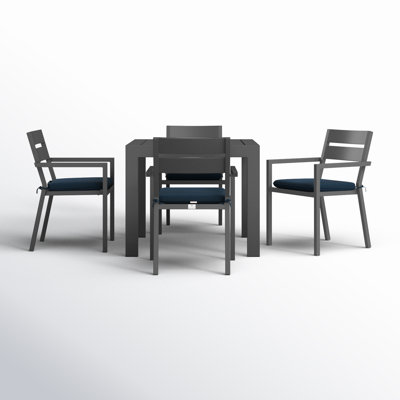 Eartha Square 4 – Person Power Coated Aluminum Dining Set with Cushions Eartha Square 4 – Person Power Coated Aluminum Dining Set with Cushions