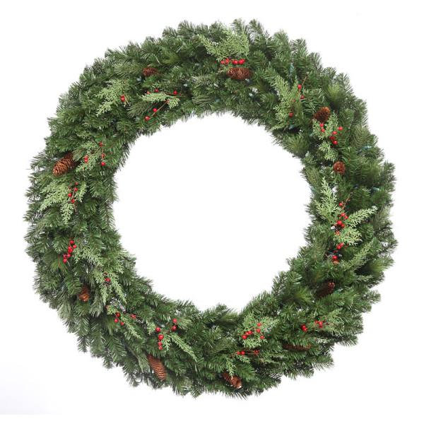Couronne de pin à DEL 48 po blanc chaud
