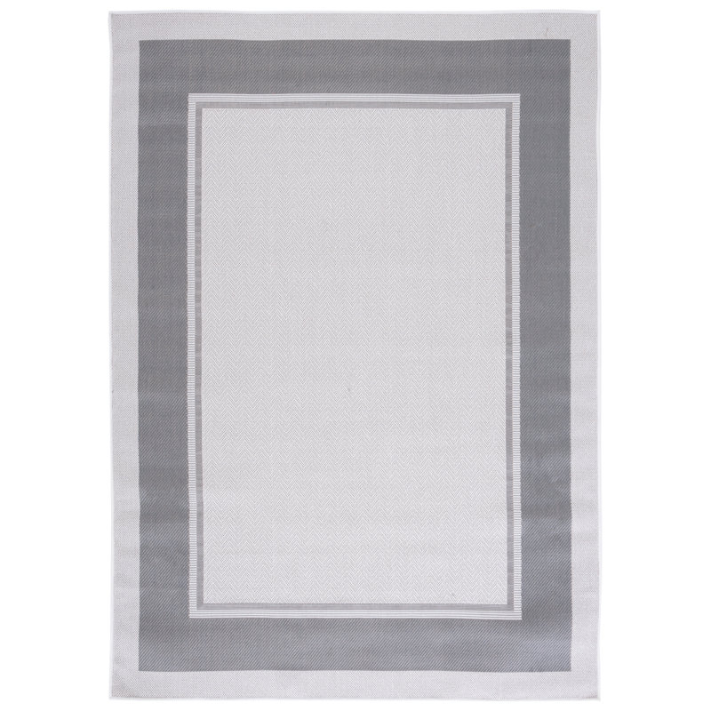 Ivory and Grey Rectangular Hand-knotted Synthetic Area Rug