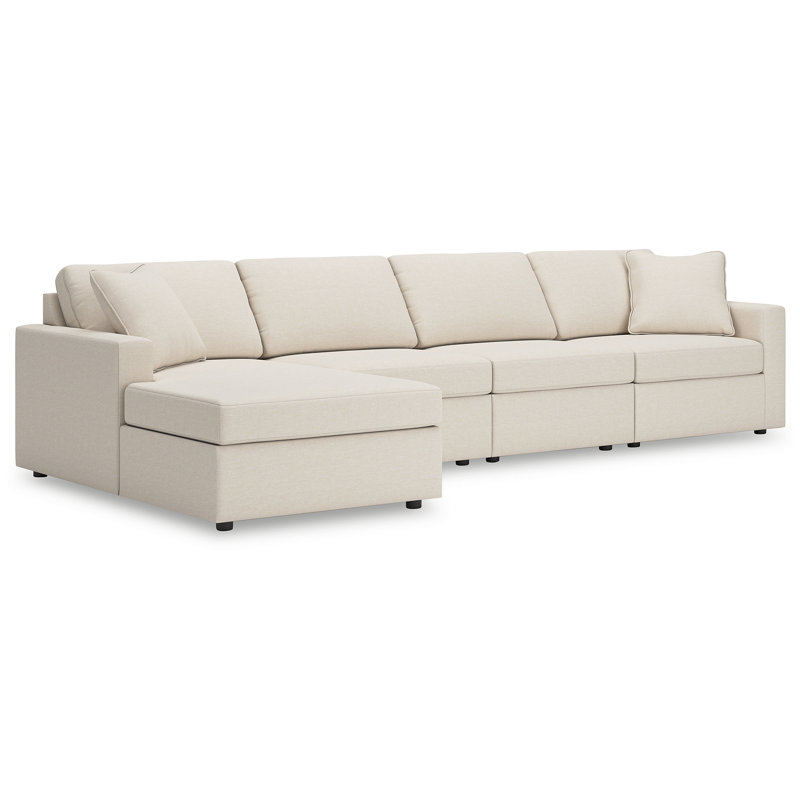 Chobanyan Sectional With Chaise, Polyester beige, Face à la gauche, H 36 po x l 140 po x P 68 po