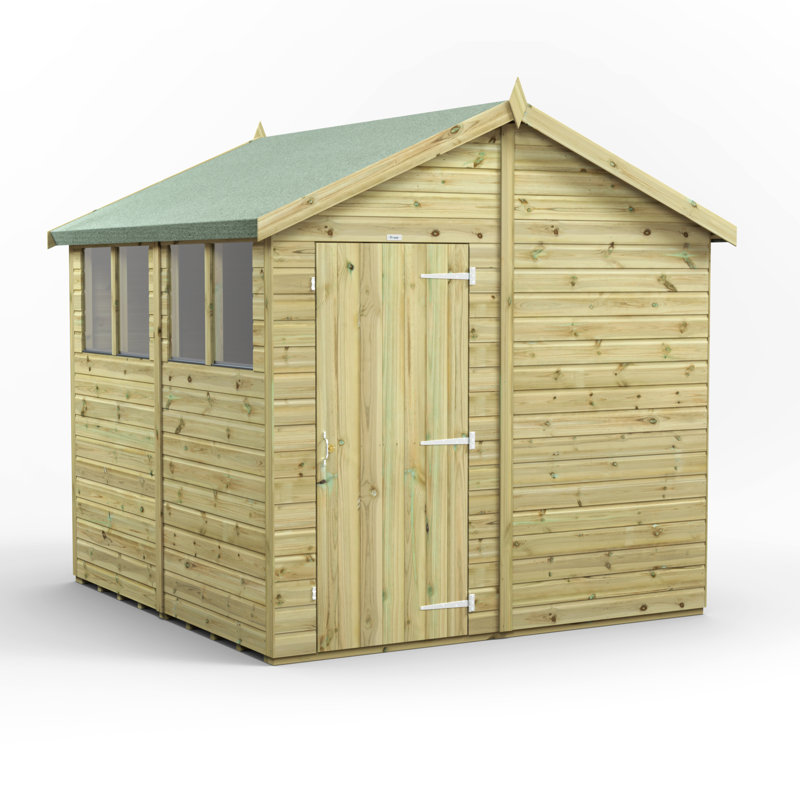 Powersheds 8 x 8ft Premium Pressure Treated Timber Apex Garden Shed