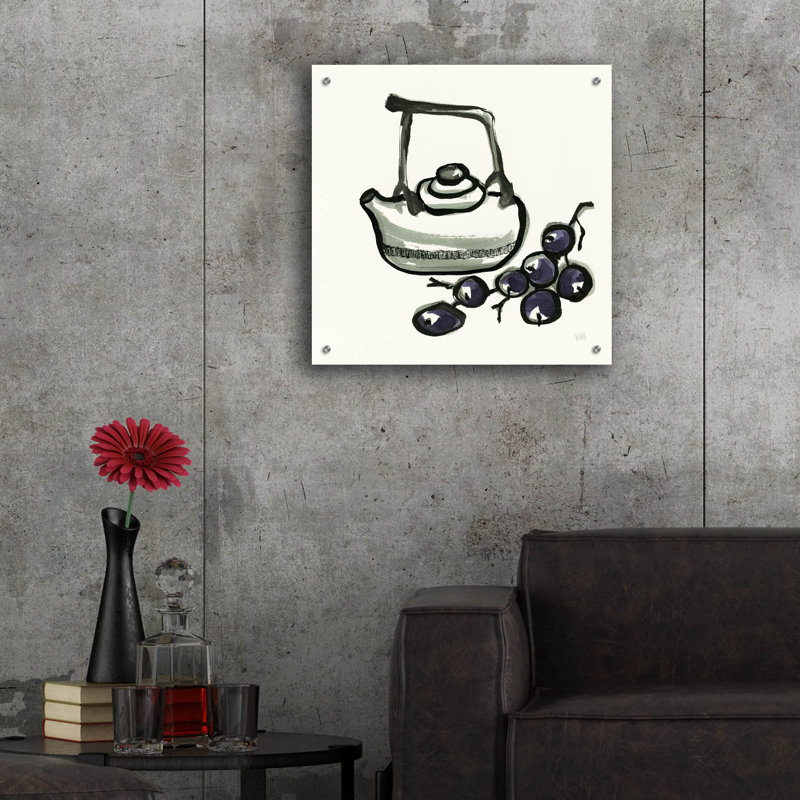 «Tea And Grapes» par Chris Paschke, art mural en verre acrylique, H 24 po x l 24 po x P 0,2 po