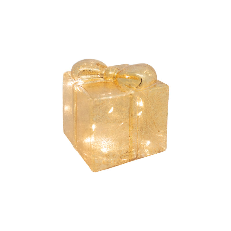 Boîte-cadeau en verre 4,75 po à DEL or