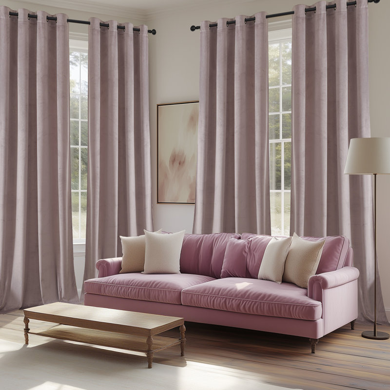 4 panneaux de rideaux obscurcissants en métal de couleur unie avec œillets 4 pièces (ensemble de 4), Rose mauve