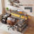 Reversible LED L-Shaped Gray Desk with Storage and Power Outlet-999217587