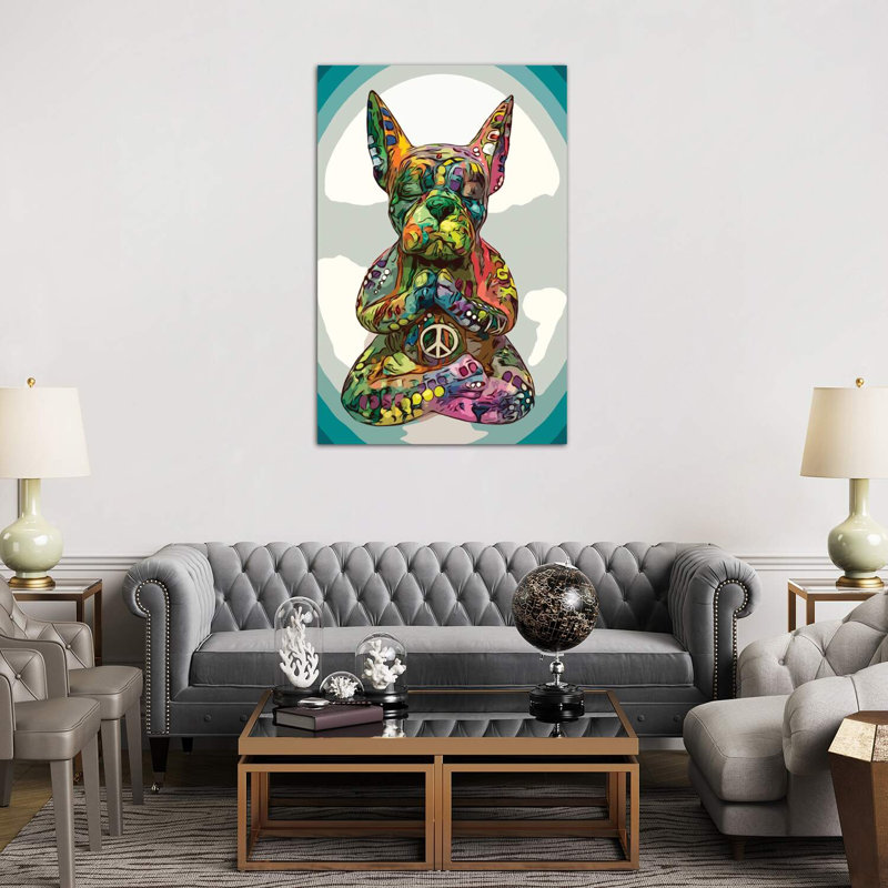 French Buddha Bulldog by Dean Russo - Wrapped Canvas Print, 152.5 cm H x 101.5 cm W