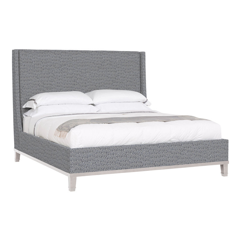 Michael Weiss Solid Wood Wingback Bed, Navada Blue, Dove Gray