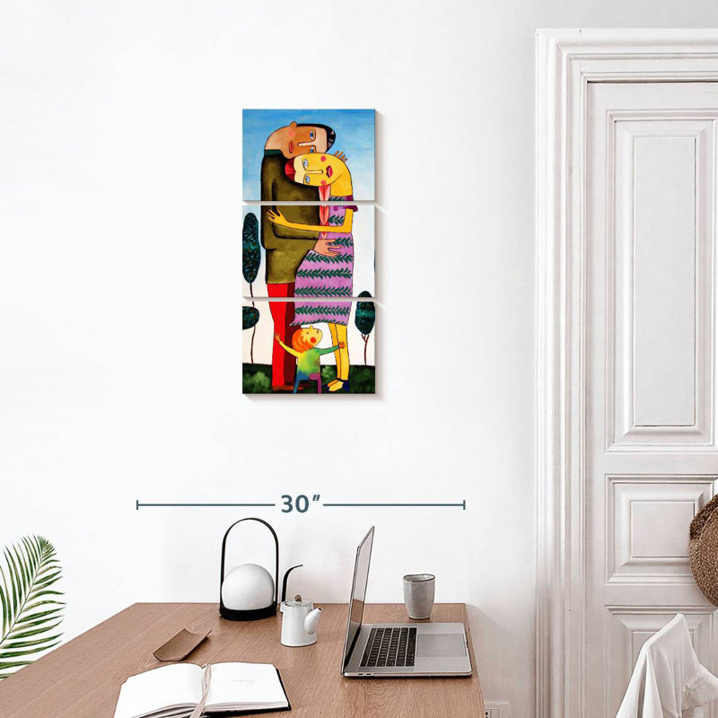 Famille abstraite, H 27 po x l 12 po