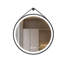 Miroir rond de salle de bain à DEL, miroir de maquillage mural pour meuble-lavabo avec sangle en cuir, 3 températures de couleur à intensité variable, fonction antibuée et mémoire, miroir mural à DEL-1723160323